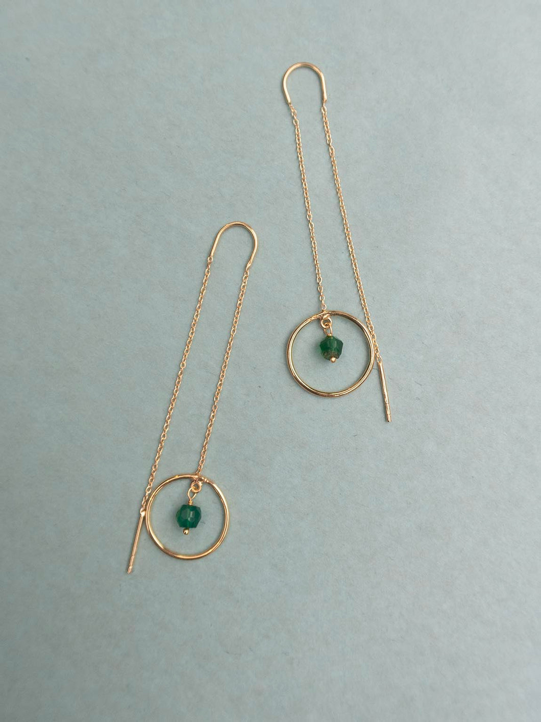 Orbit String Earring - Green Jade
